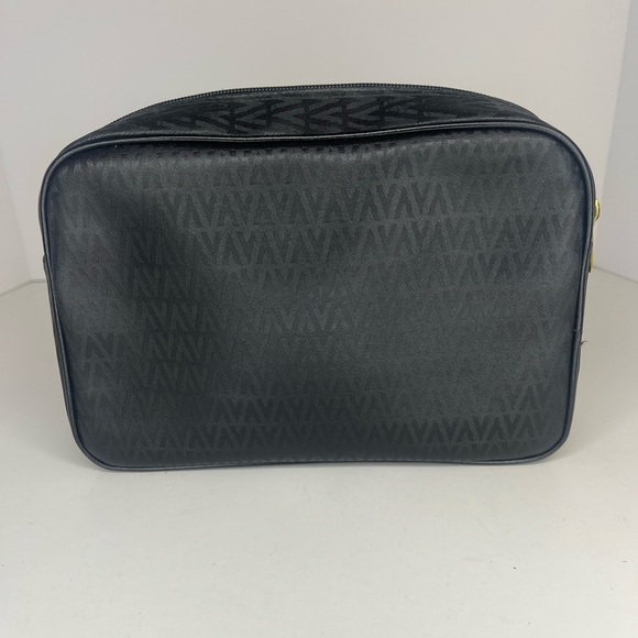 MARIO VALENTINO Black Leather V Logo Clutch/Cosmetic/Toiletry/Travel PVC Bag - Picture 3 of 11